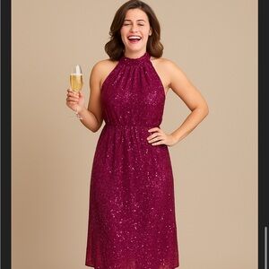 Sequin sleeveless holiday Party Dress Kimcine Curve Large pink/purple New